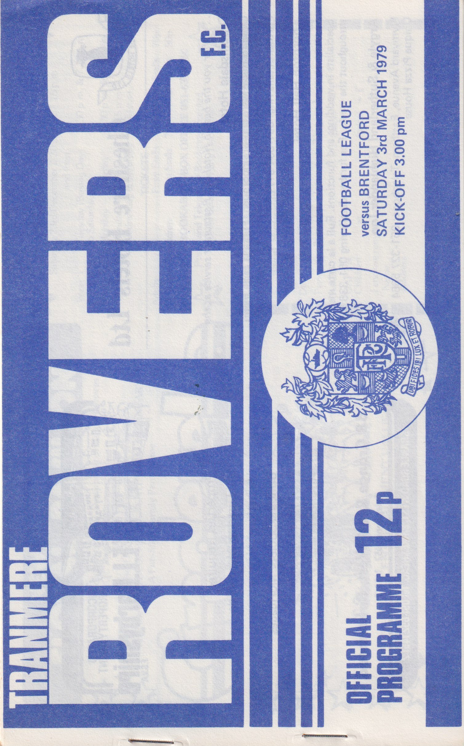Tranmere Rovers v Brentford match programme